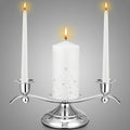 Unity Candles with Holder for Wedding Ceremony - Elegant Pearl Set