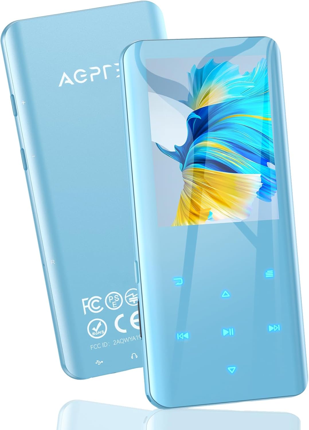 AGPTEK 64GB MP3 Player with Bluetooth 5.3 and Curved Screen