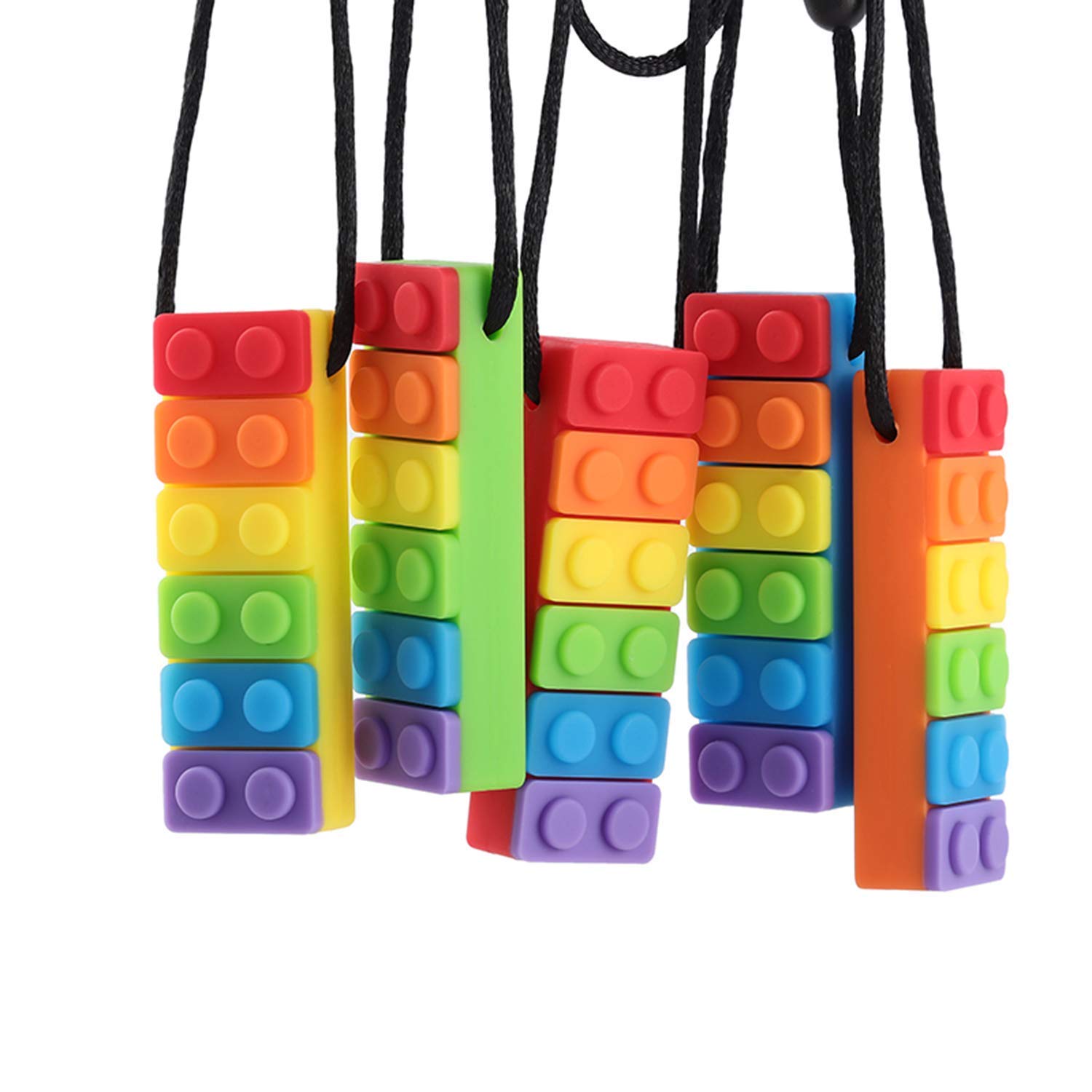Rainbow Chew Necklace 5-Pack - Sensory Aid for Autism & Teething