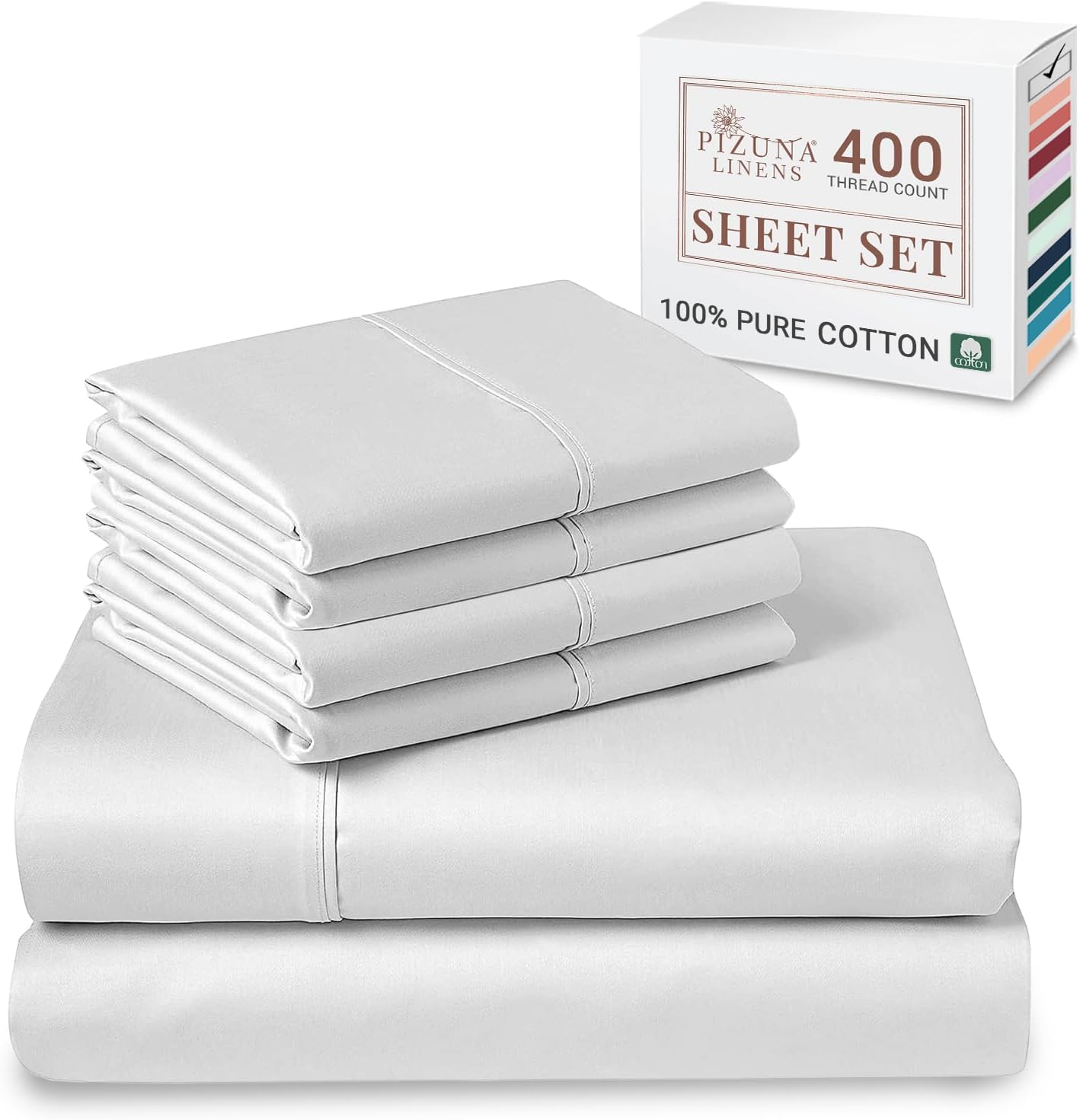 Pizuna Pure 100% Cotton Queen Size Sheet Set for Luxurious Sleep