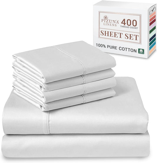 Pizuna Pure 100% Cotton Queen Size Sheet Set for Luxurious Sleep