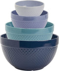 Hobnail Style 4 Piece Blue Storm Stoneware Mixing Bowl Set