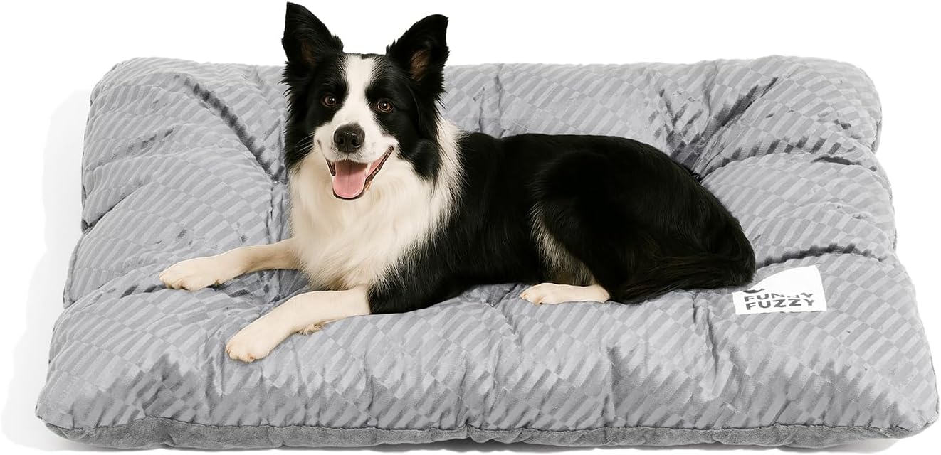Reversible Plush Dog Crate Mat for Large and Medium Dogs