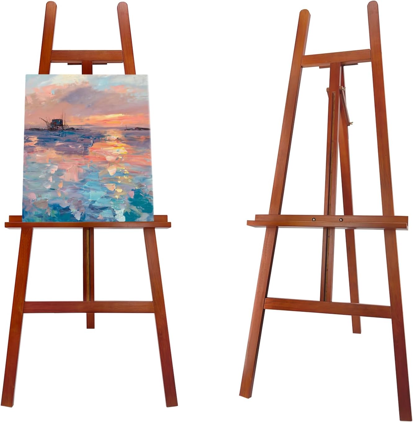 Large A-Frame Wooden Painting Display Easel for Canvas Up to 60in