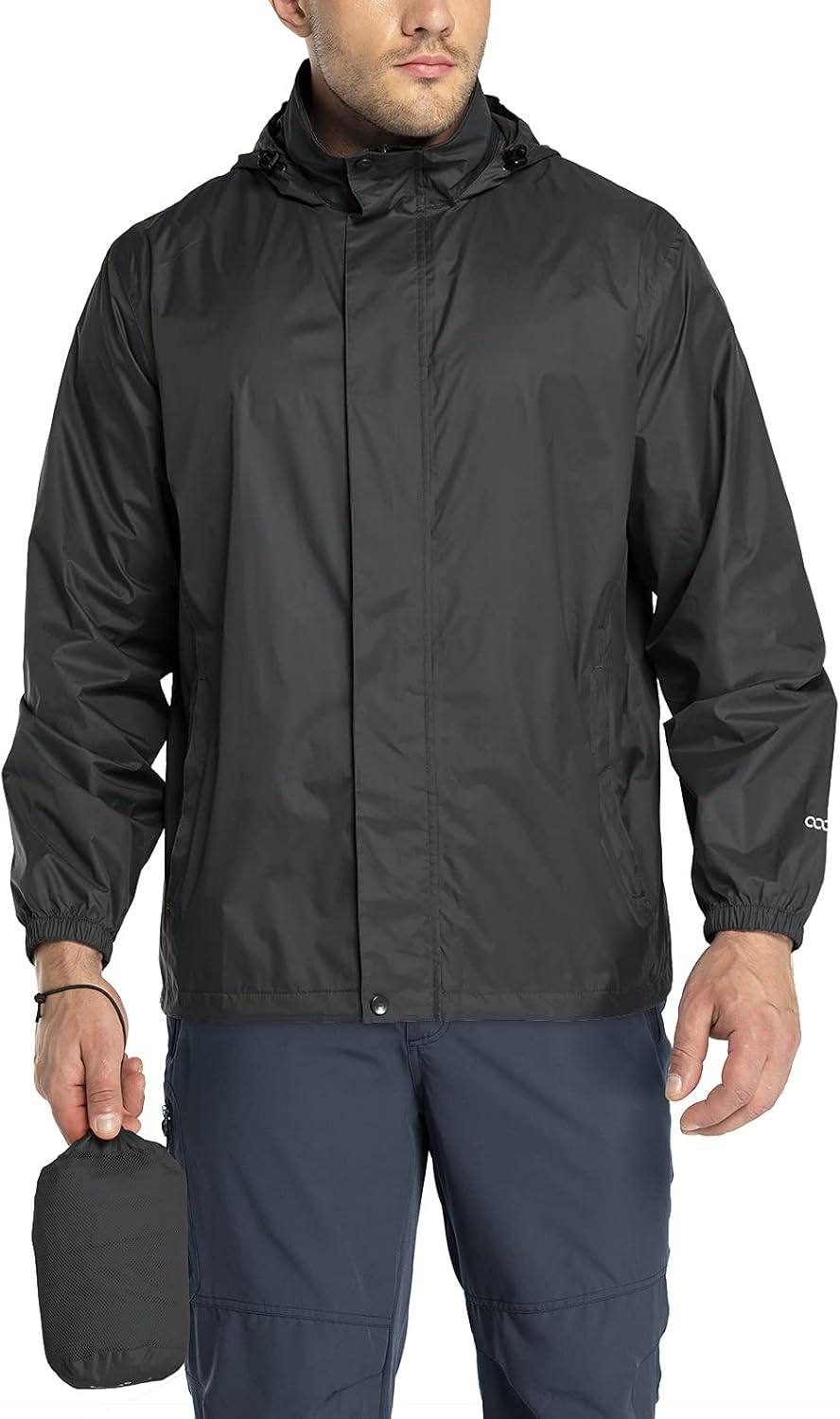 33,000ft Packable Rain Jacket for Men - Lightweight Waterproof Shell