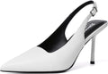 Sexy Slingback Pumps Closed Toe Pointy High Heels - Elegant White