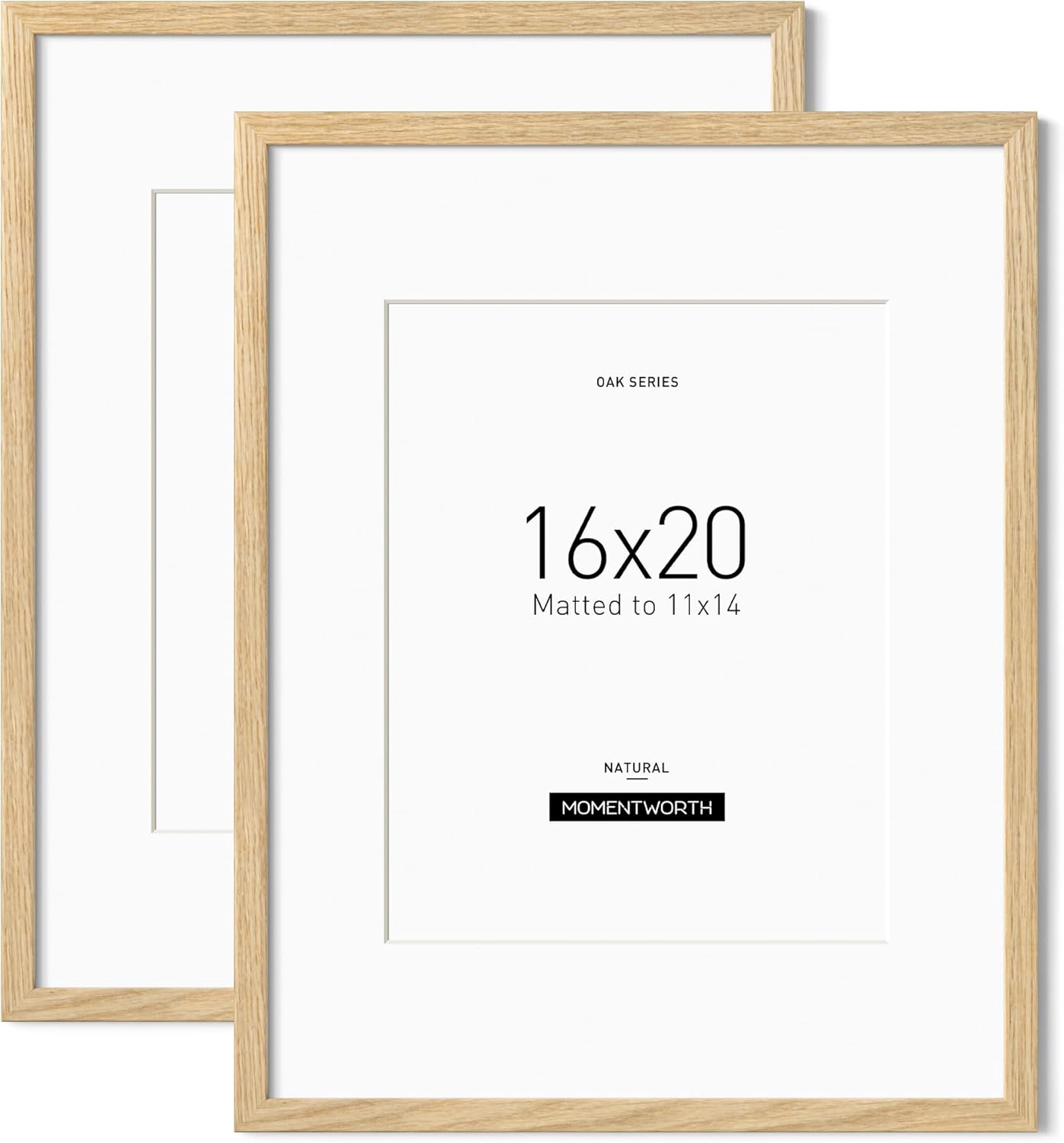 16x20 Frame with Mat for 11x14 Photos, Solid Oak Wood Set