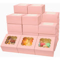 Pink Bakery Boxes with Window 6x6x3 in - Sturdy Pastry Gift Boxes