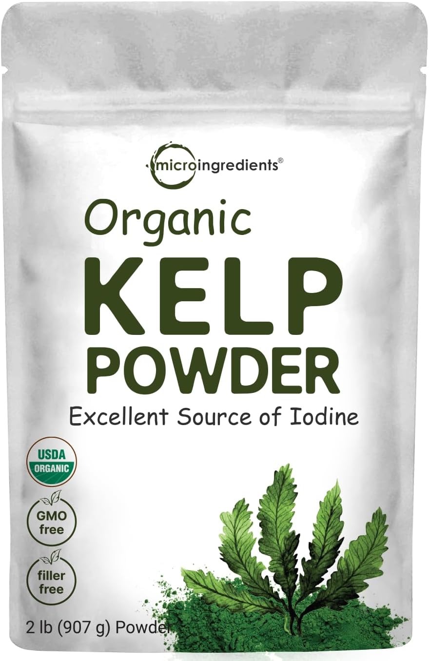 2lbs Organic Kelp Powder | Rich in Iodine for Thyroid, Scrubs, Skin | Non-GMO, Vegan