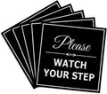 Please Watch Your Step Sign Small 5 Pack - Black/Silver Square