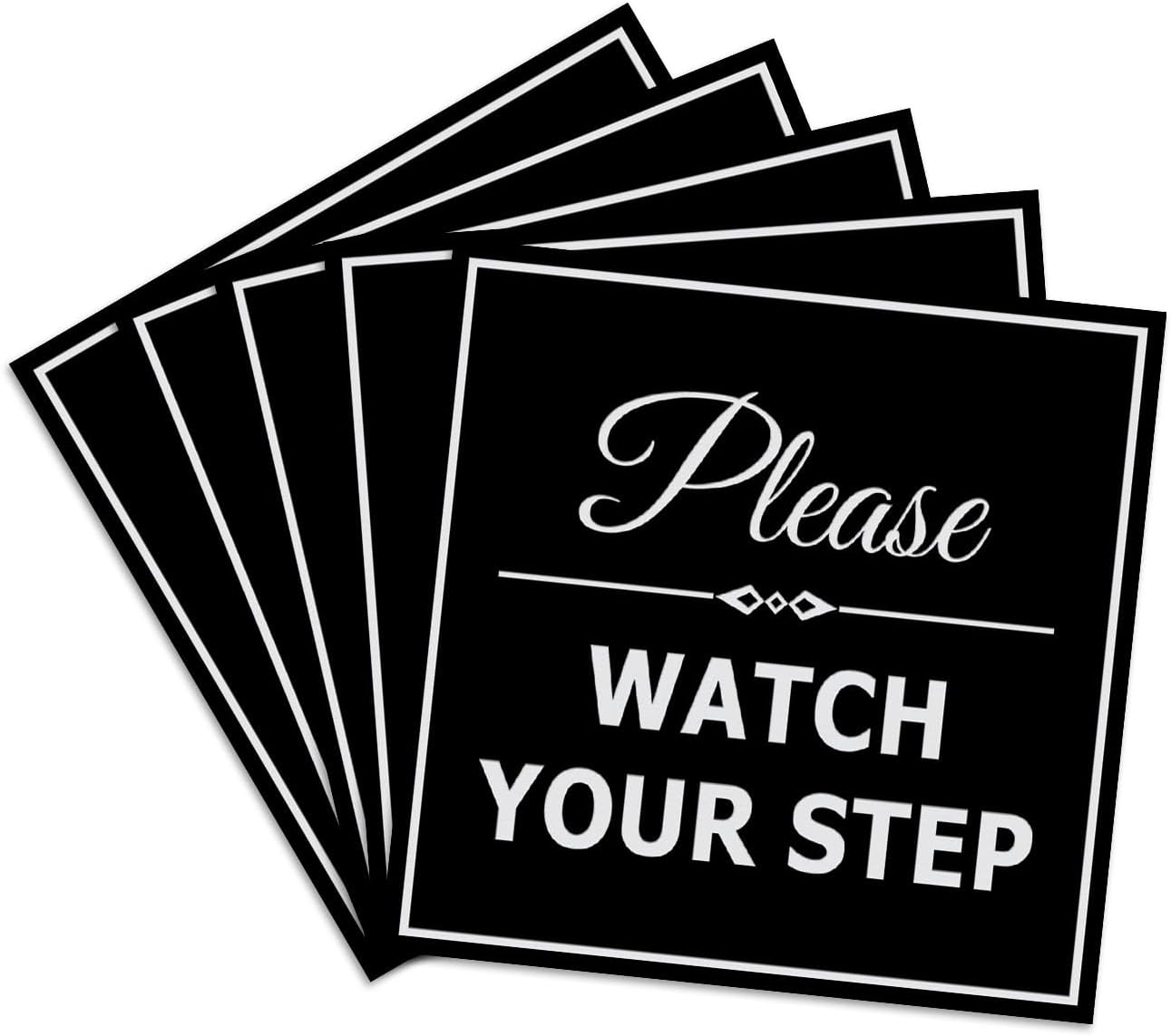 Square Classy Please Watch Your Step Sign - 5 Pack Safety Signs