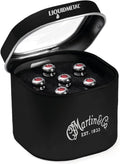 Martin Guitar LUXE Bridge Pins Chrome with Red Inlay - Enhanced Tone