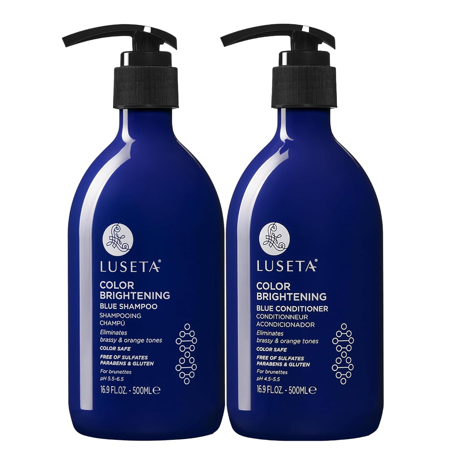 Luseta Blue Shampoo & Conditioner Set for Brassy Brunette Hair