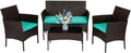 4-Piece Patio Furniture Set Brown & Blue - Compact Outdoor