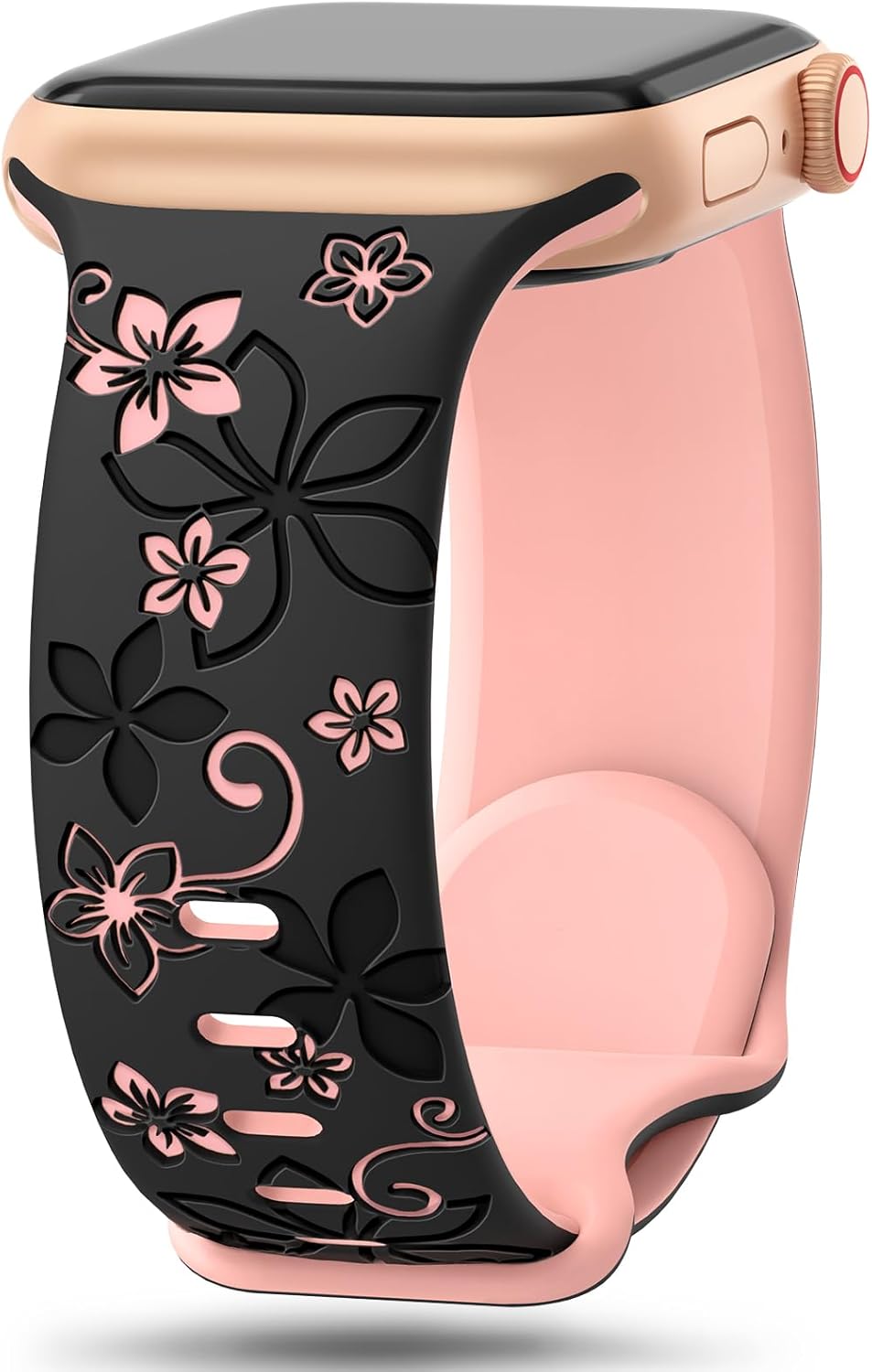 Cute Floral Engraved Apple Watch Bands - Women's Soft Silicone