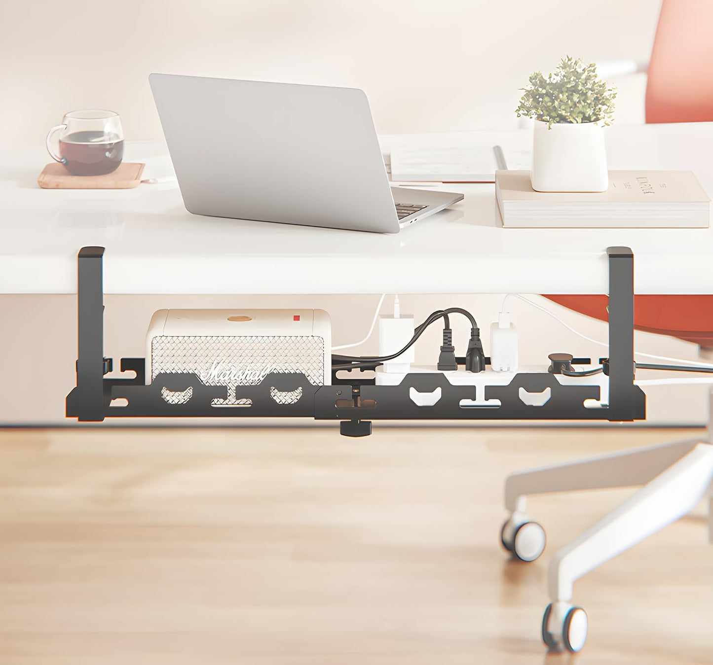 Extendable Under Desk Cable Management - No Drilling Needed!