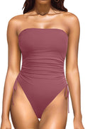 Strapless One Piece Swimsuit - Tummy Control Bandeau Cheeky Fit