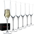 Hand Blown Crystal Champagne Flutes Set of 6 for Celebrations