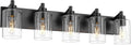 5-Light Black Vanity Light with Clear Glass Shades for Modern Style