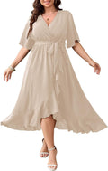 SCOMCHIC Plus Size Wrap V Neck Swiss Dot Maxi Dress - Flowy Summer Fit
