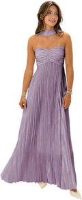 Strapless Bridesmaid Dresses with Scarf 2025 Pleated Long (Style 6F17)