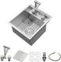 Lordear RV Kitchen Sink with Foldable Faucet - Compact Durable Prep