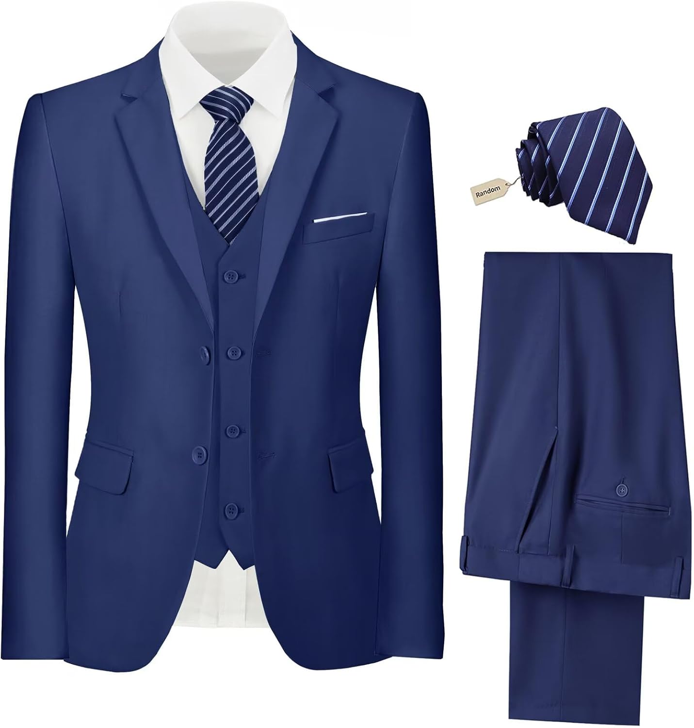 Mens Suit 3 Piece Set Slim Fit Wedding Groomsmen Suit for Men
