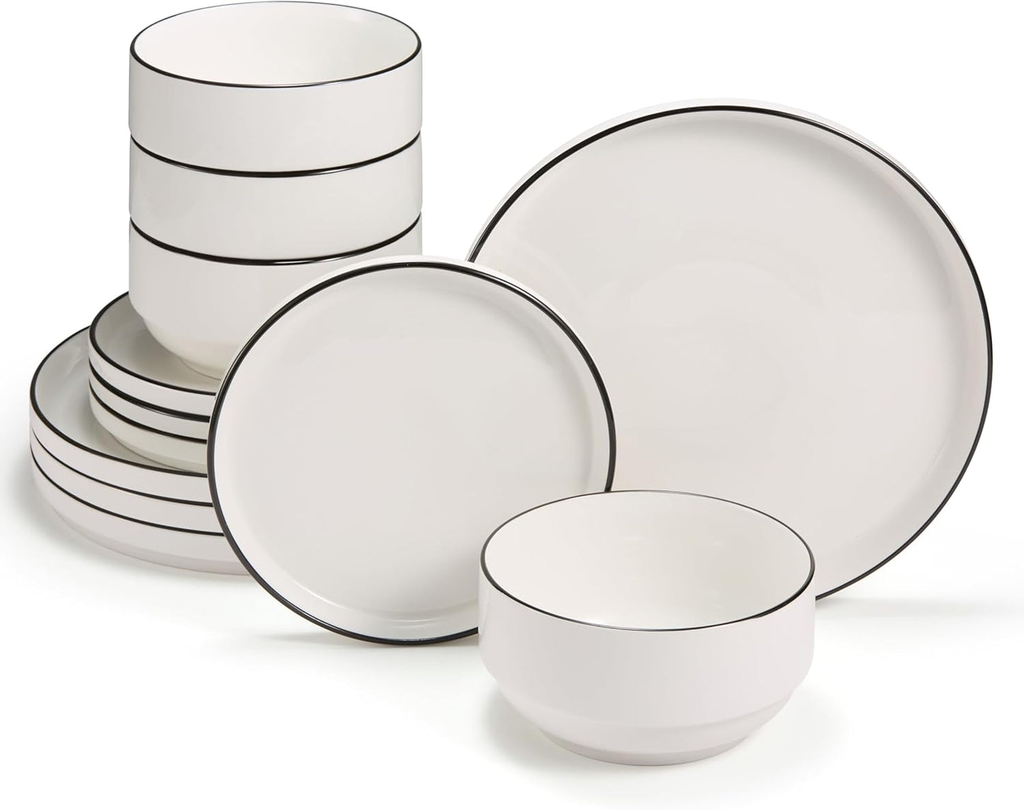Ceramic Dinnerware Set, 12-Piece Service for 4, Round