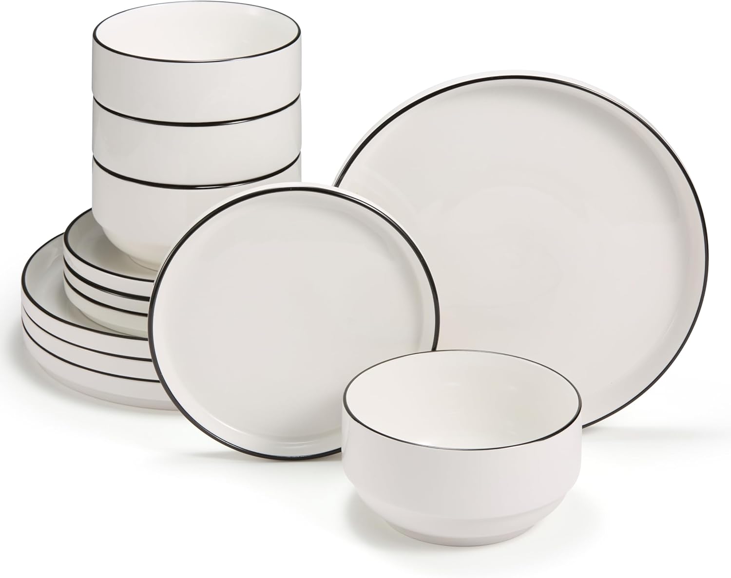 Ceramic Dinnerware Set, 12-Piece Service for 4, Round