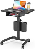 Height Adjustable Rolling Laptop Desk with Drawer - Mobile Standing