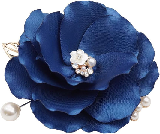Fabric Flower Brooch Pin - Handmade Floral Accessory Gift