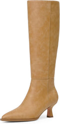 Modatope Knee High Boots Kitten Heel Pointed Toe - Stylish Comfort low