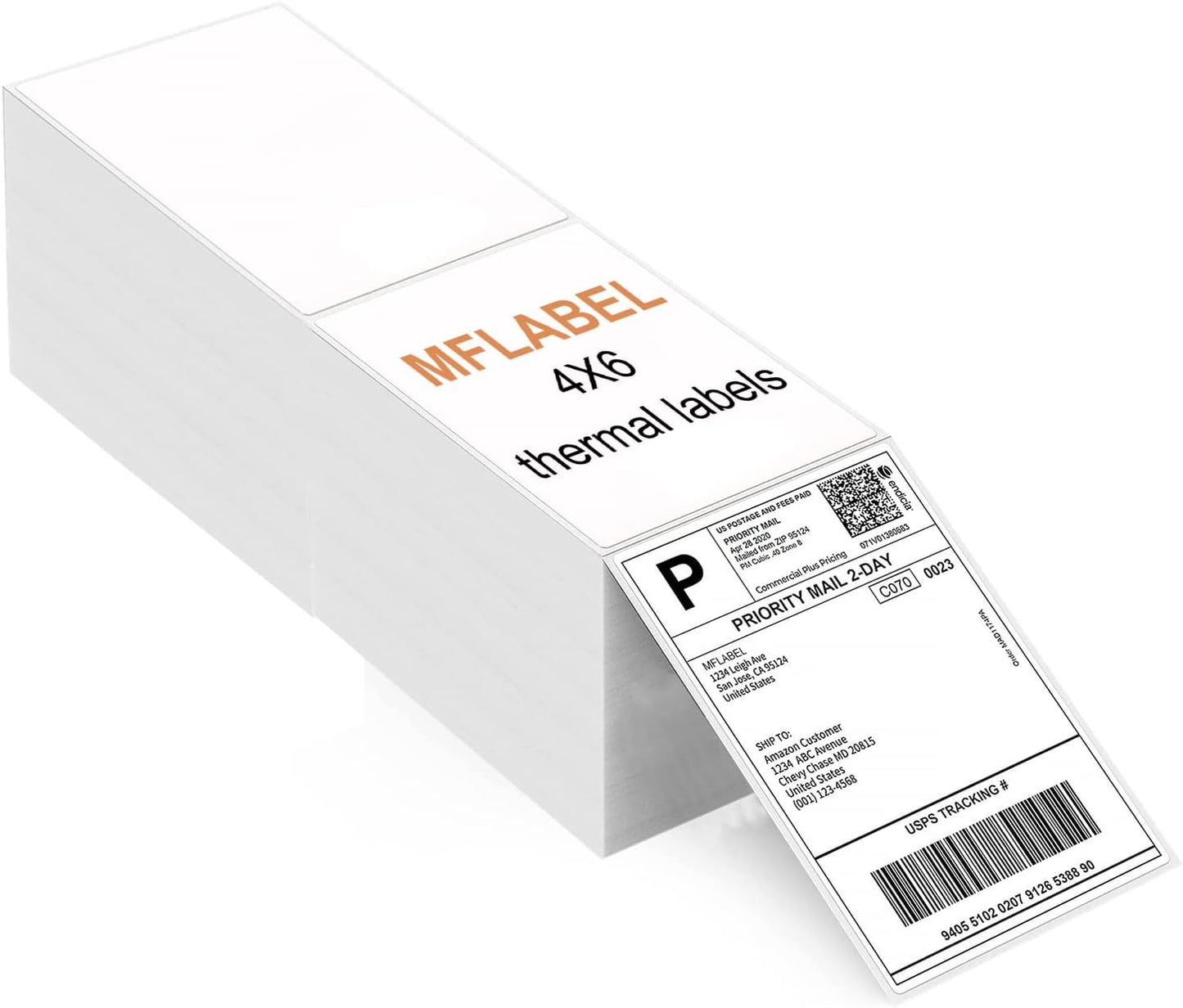 MFLABEL 4 Stacks Fanfold 4 in x 6 in Direct Thermal Labels