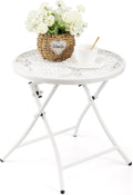 Folding Outdoor Side Table with Flower Cutouts - Compact Patio