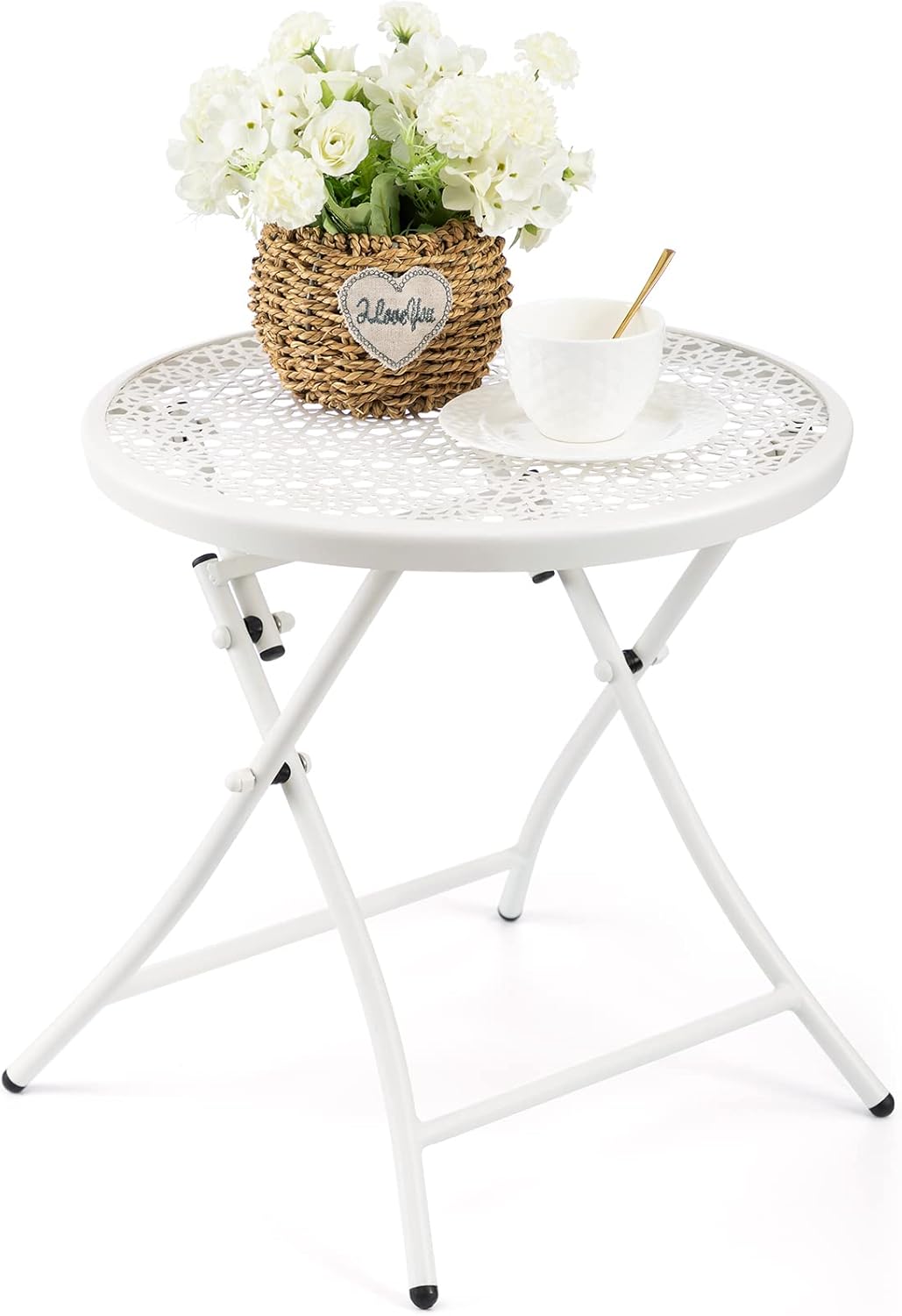 TeoKJ Folding Outdoor Side Tables for Patio and Garden Use