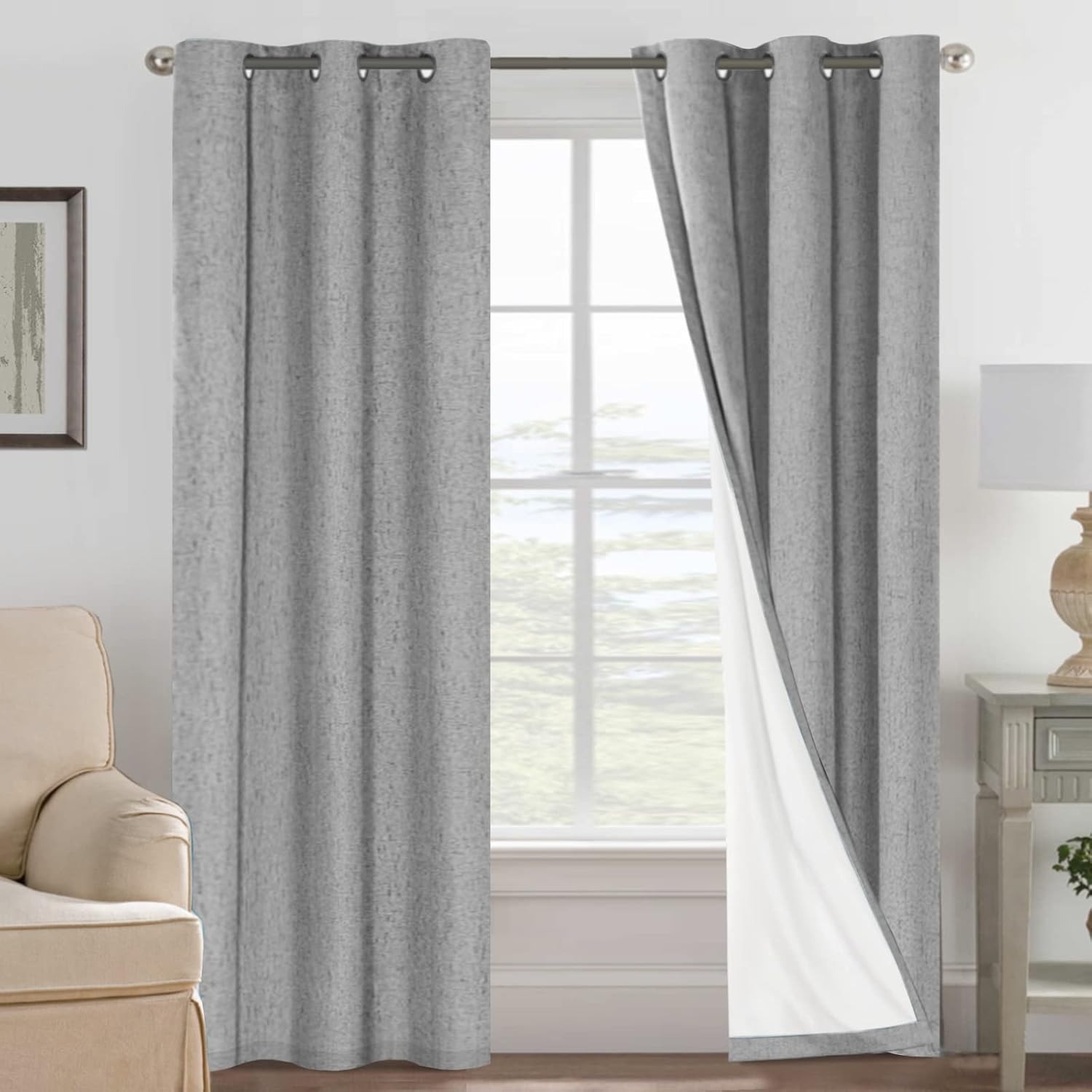 H.VERSAILTEX Primitive Linen Curtains for Total Blackout