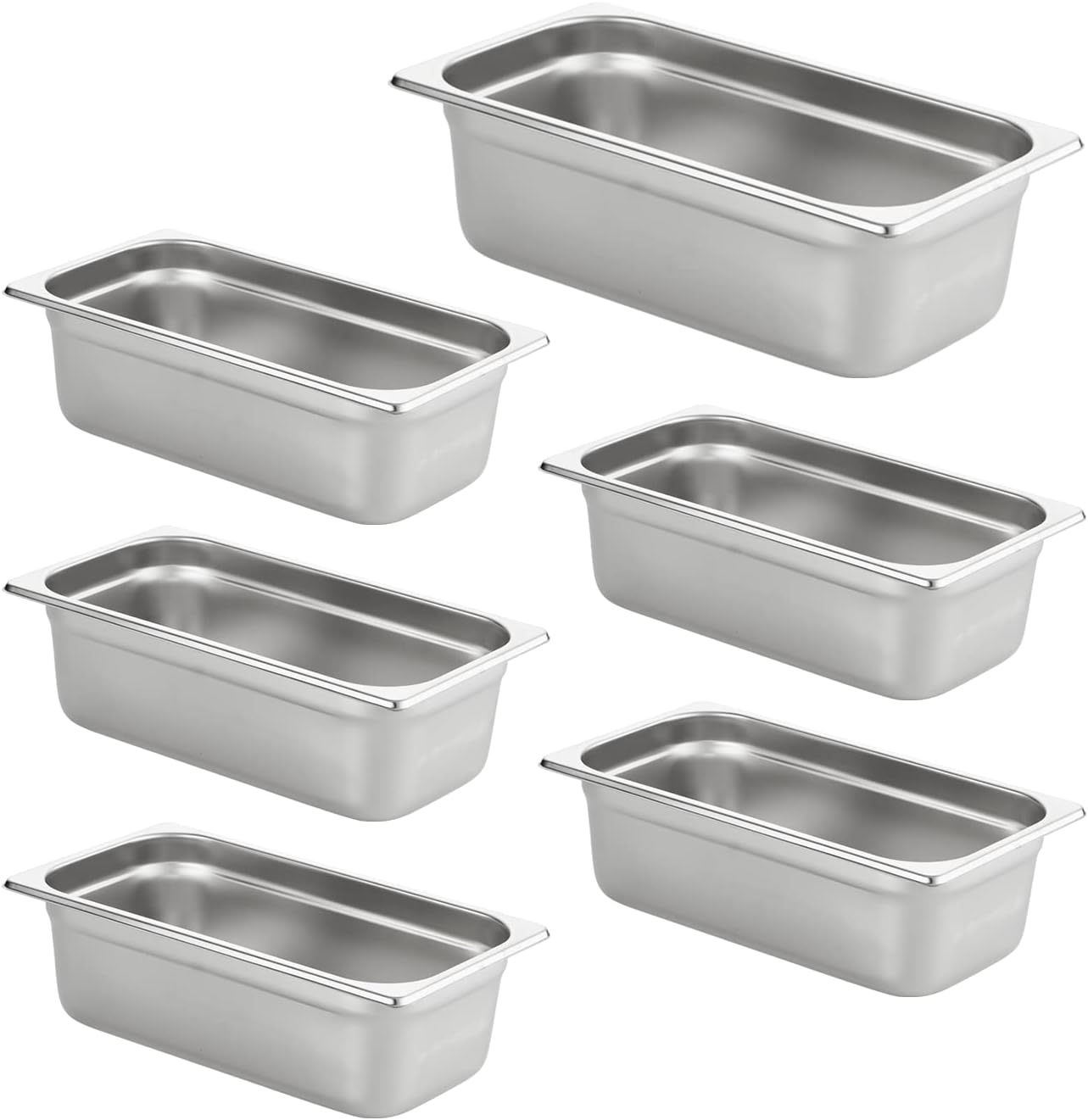 HECMAC 6 Pack Anti-Jam Hotel Pans for Catering and Storage