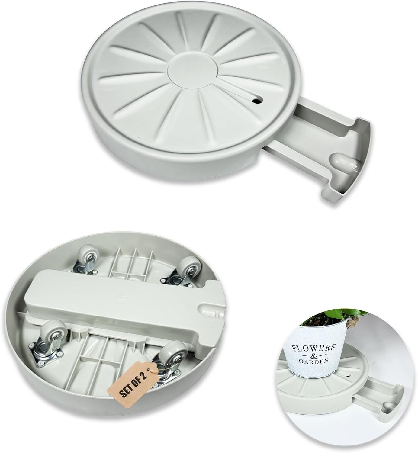 12 Plants Caddy with Hidden Wheels for Easy Indoor Mobility
