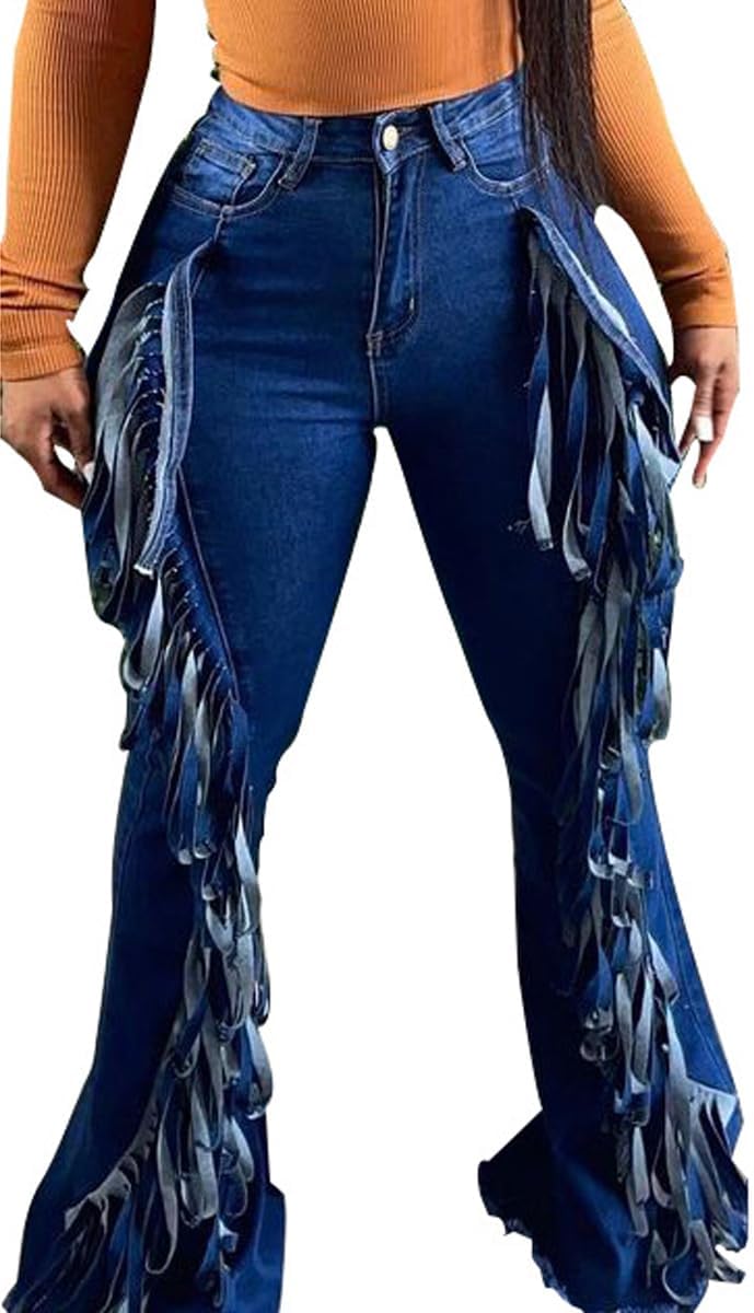 Ripped High Waisted Bell Bottom Jeans for Women - Classic Flared Pants