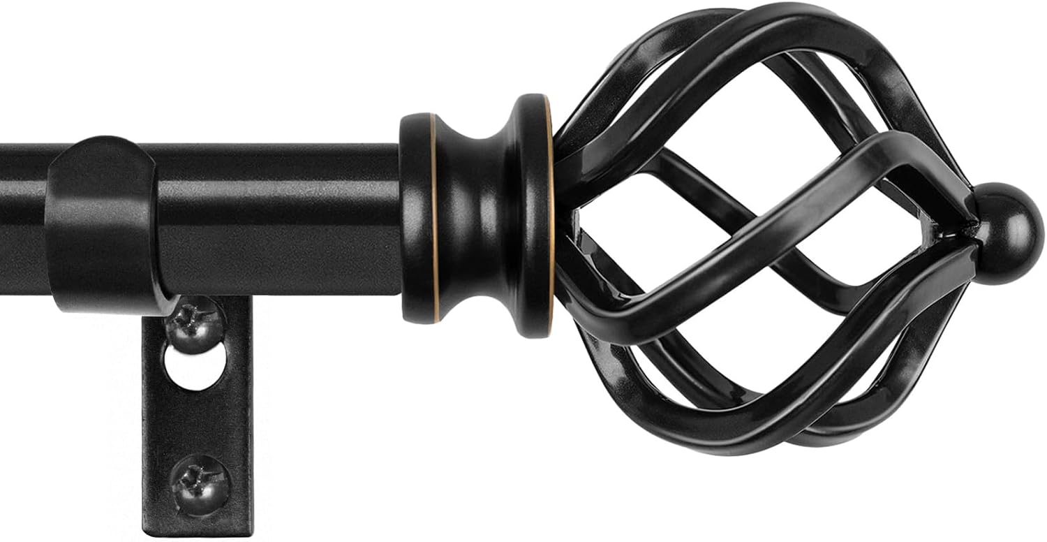 KAMANINA Black Curtain Rods 72 to 144 Inch Adjustable Size