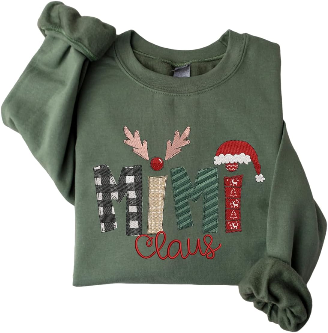 Custom Christmas Claus Embroidery Sweatshirt for Women Gifts