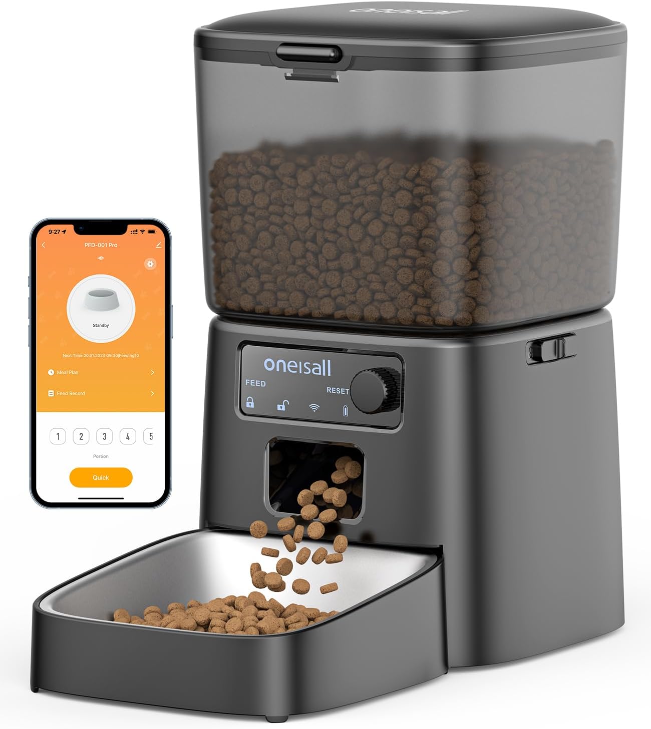 oneisall Automatic Cat Feeder with WiFi Control for Pets