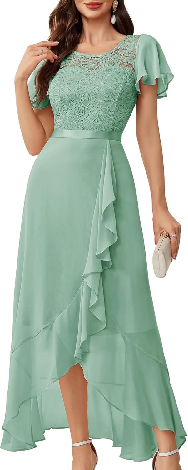 BeryLove Elegant Lace Long Prom Dress for Wedding Guests