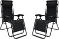 Zero Gravity Outdoor Folding Lounge Chair Pair - Adjustable Headrest