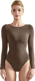 SUUKSESS Women Crew Neck Long Sleeve Thong Bodysuit - Sleek Everyday