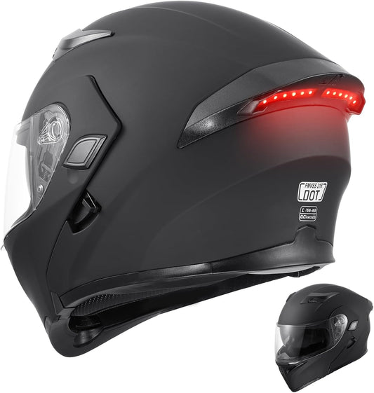 DOT Modular Motorcycle Full Face Helmet with Dual Visor Design