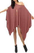 Women's USA Loose Bat Wing Dolman Poncho Tunic Dress Top - Versatile