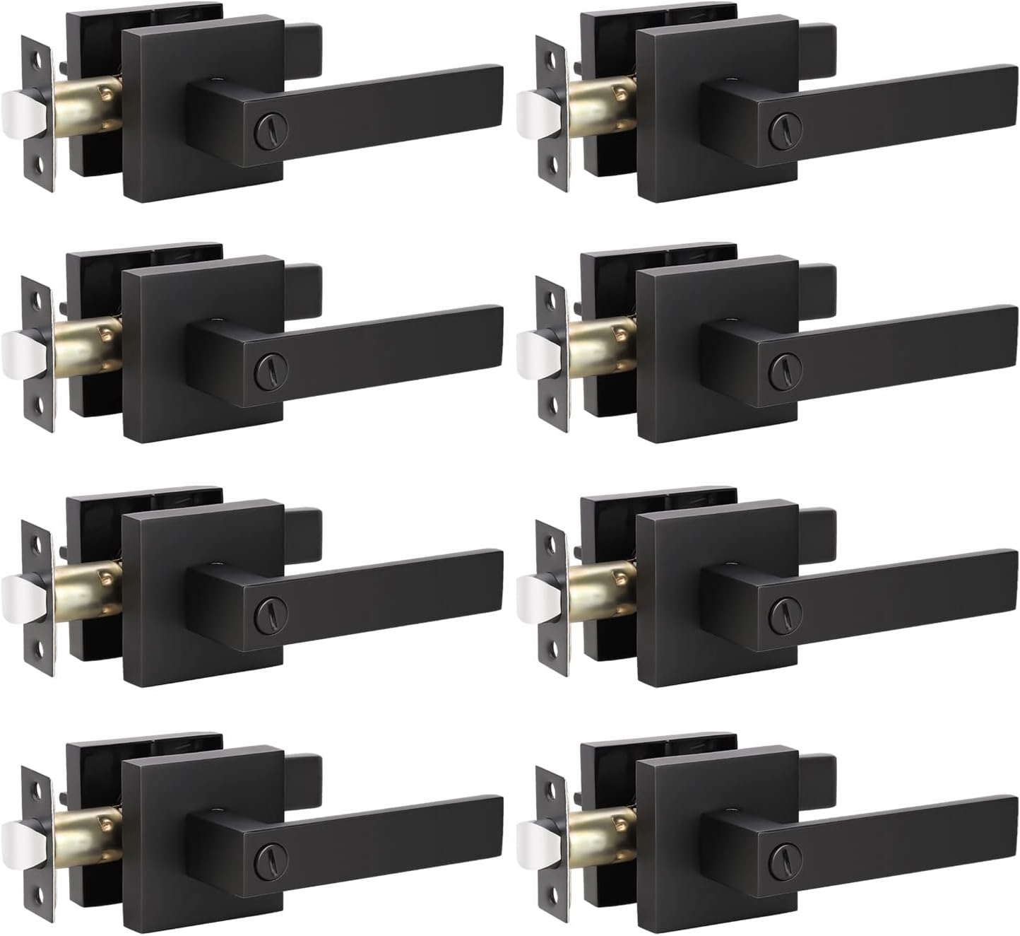KNOBWELL 8 Pack Matte Black Door Handles for Privacy Use