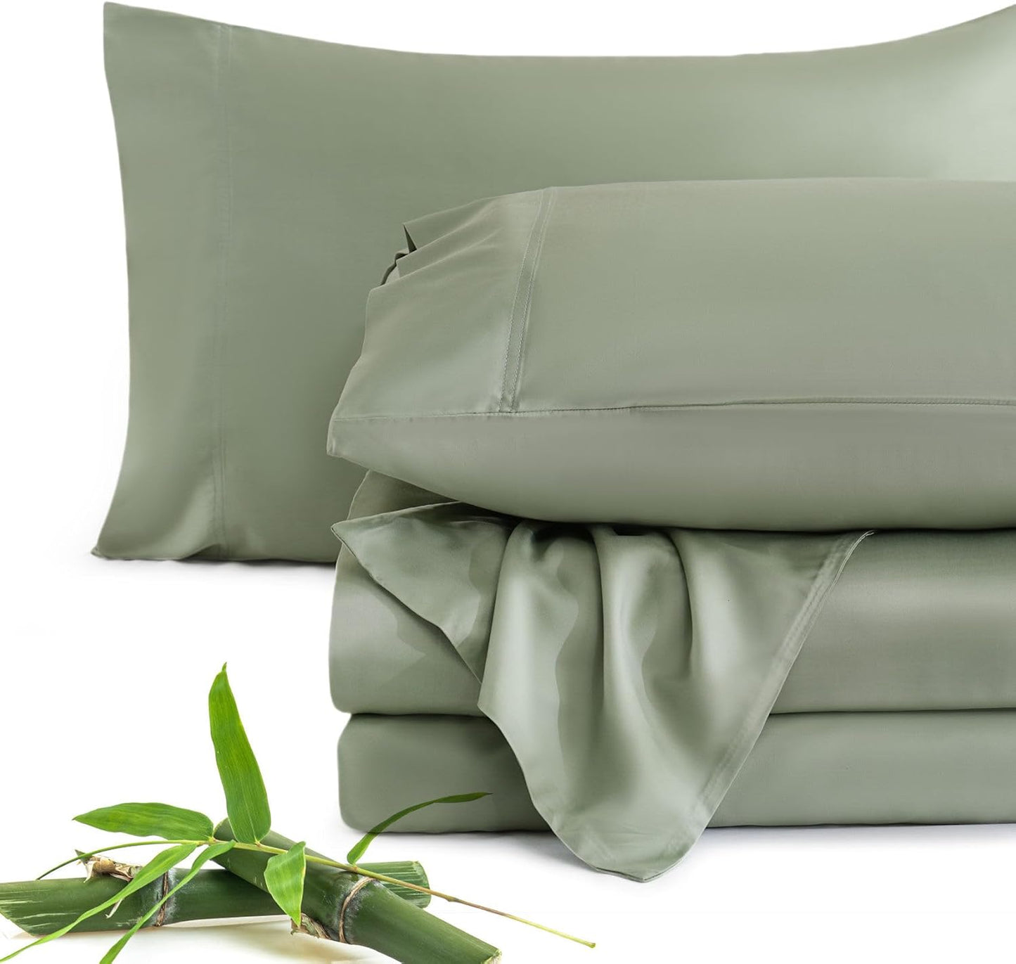 JSD Sage Green Bamboo Sheet Set Full - Soft Cooling Sheets
