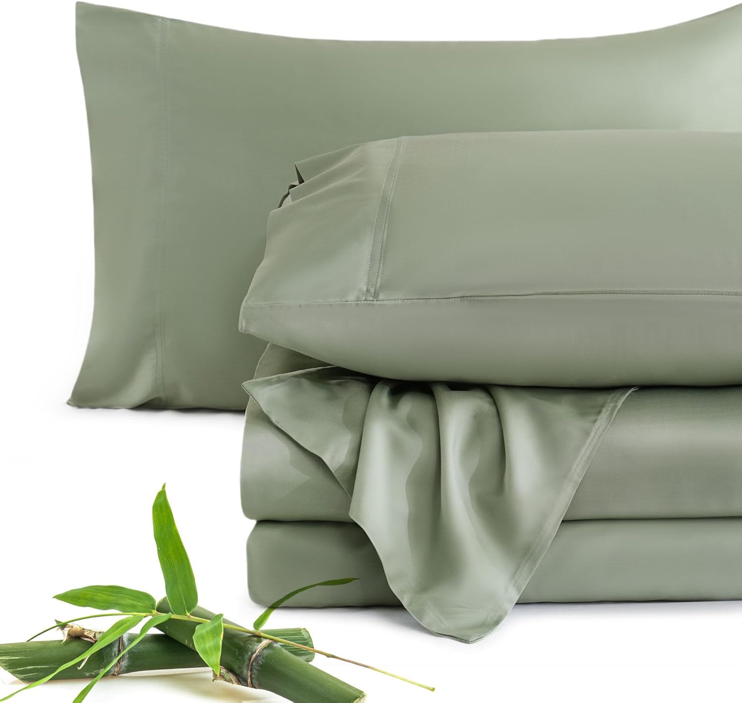JSD Sage Green Bamboo Sheet Set Full - Soft Cooling Sheets
